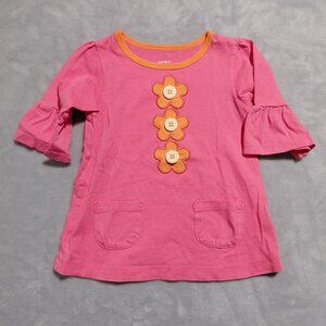 Carter's 18M Two Pocket Flutter Sleeve Retro Flower Tunic Top Contrast Color